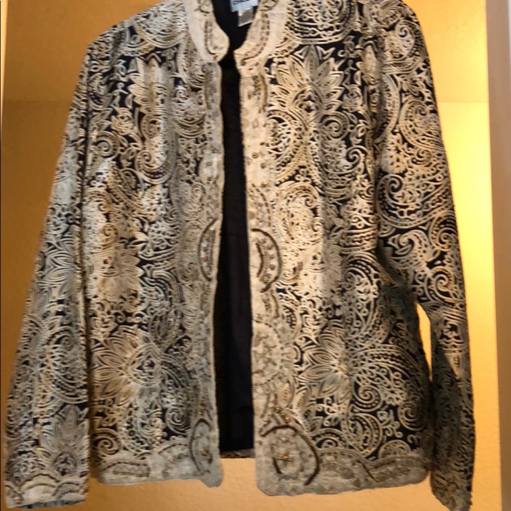 Chico’s blazer in tan/black with beading - nice!